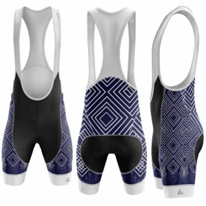 Unique Navy Blue Geometric Padded Cycling Bib Shorts 2