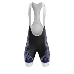 Unique Navy Blue Geometric Padded Cycling Bib Shorts - Men's Bib Short - S